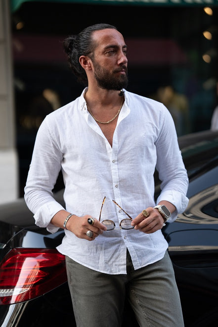 Sturgis White Slim Fit Crosshatch Casual Shirt