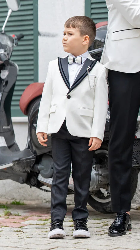 GentWith Sturgis White Slim Fit Peak Lapel Boy Tuxedo