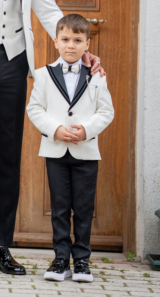 GentWith Sturgis White Slim Fit Peak Lapel Boy Tuxedo