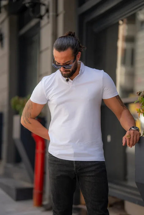 Sturgis Slim Fit White Polo T-Shirt