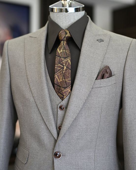 GentWith Suffolk Mink Slim Fit 3 Piece Peak Lapel Suit