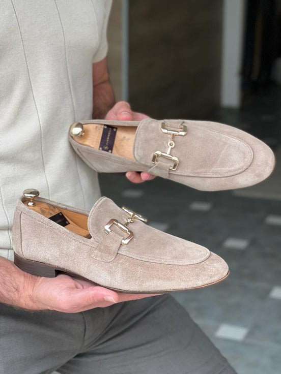 Beige Suede Loafers