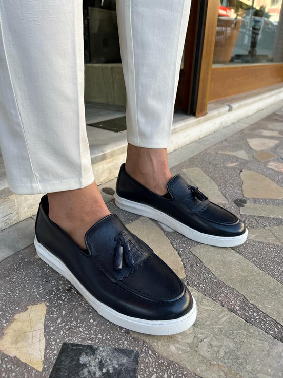 Dark Blue Tassel Loafers