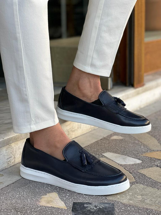 Dark Blue Tassel Loafers