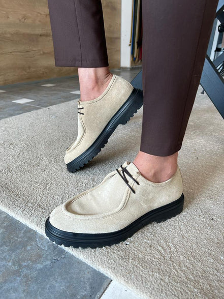 Tampa Laced Beige Suede Shoes