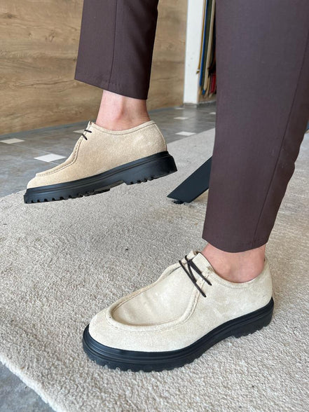 Tampa Laced Beige Suede Shoes
