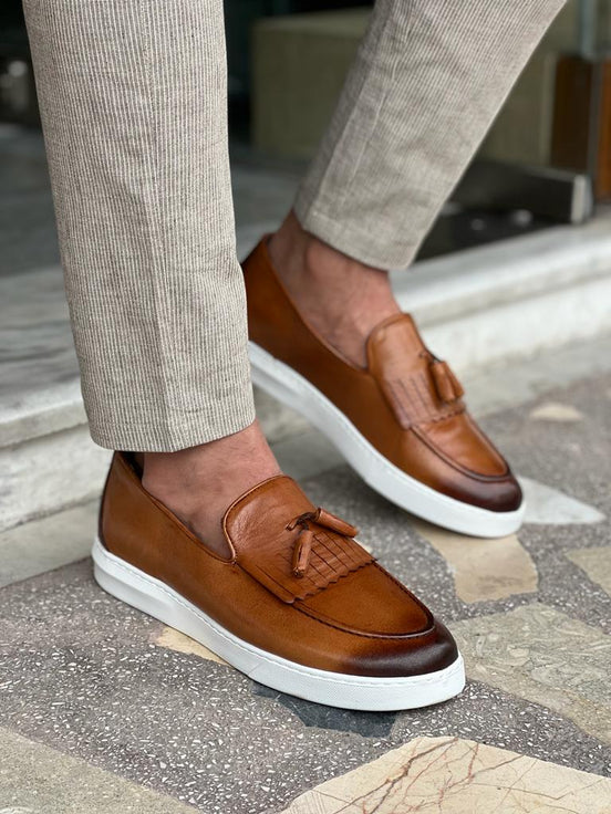 Tan Tassel Loafers