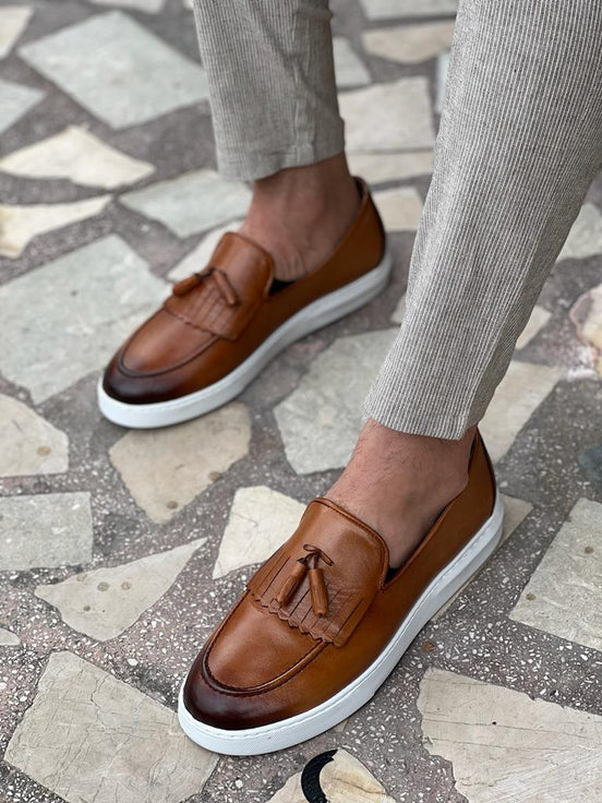Tan Tassel Loafers