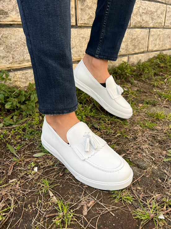 White Tassel Loafers