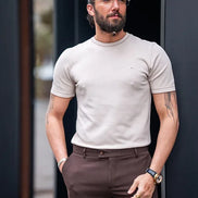Tea Beige Crew Neck T-Shirt