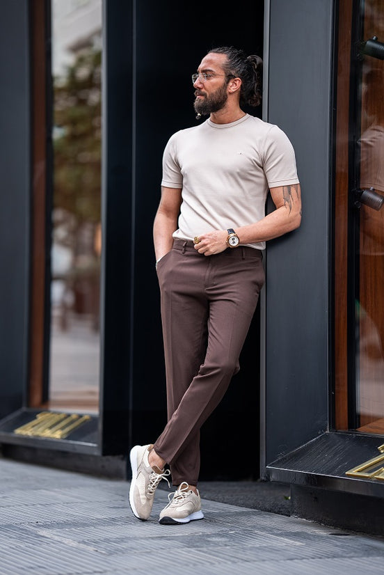 Beige Crew Neck T-Shirt