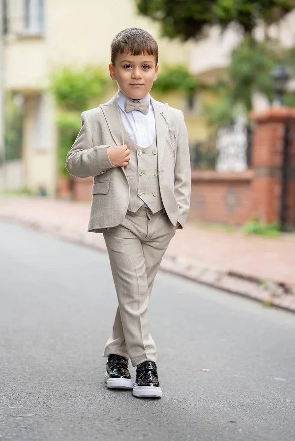 Tea Beige Slim Fit Peak Lapel Boy Tuxedo