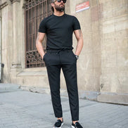 Tea Black Round Neck T-Shirt