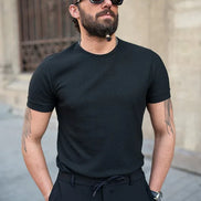 Tea Black Round Neck T-Shirt