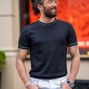 Tea Black Slim Fit Crew Neck T-Shirt