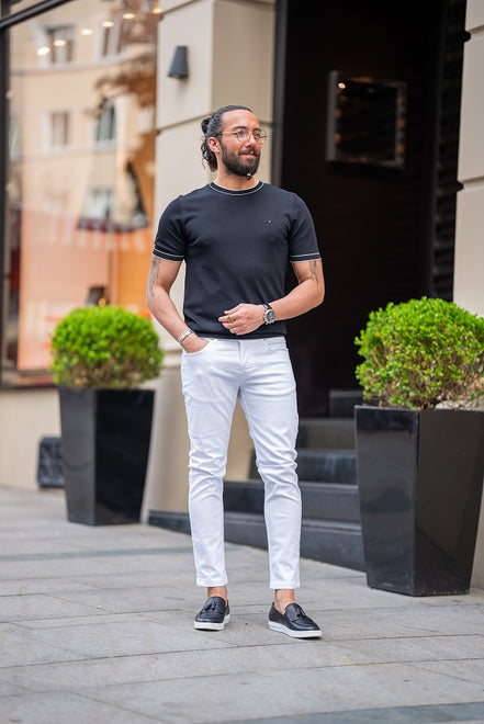 Tea Black Slim Fit Crew Neck T-Shirt