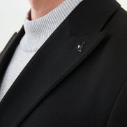 Tea Black Slim Fit Double Breasted Men's Buckle Blazer