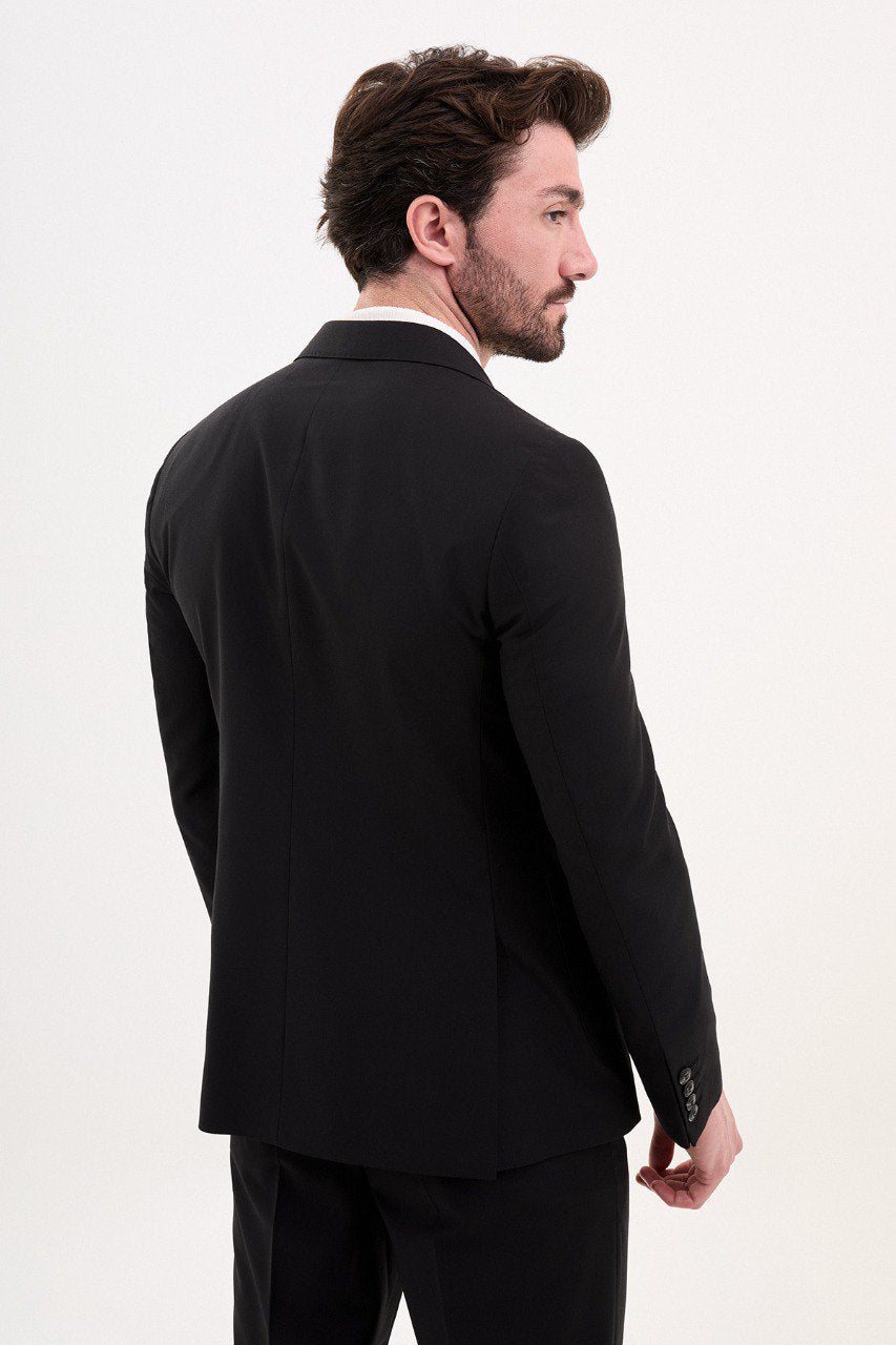 GentWith Tea Black Slim Fit Double Breasted Suit