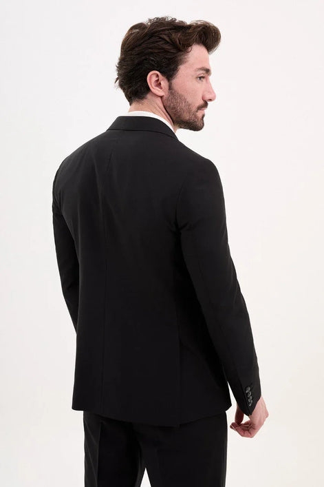 GentWith Tea Black Slim Fit Double Breasted Suit