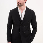 GentWith Tea Black Slim Fit Double Breasted Suit