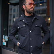 Tea Black Slim Fit Double Pocket Buttoned Coat