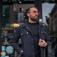 Tea Black Slim Fit Double Pocket Buttoned Coat