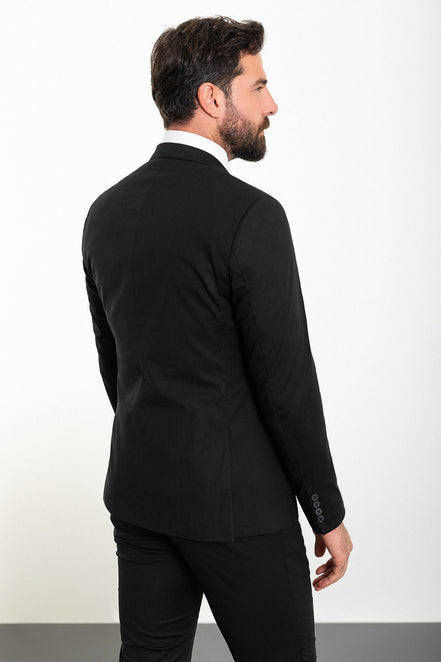 Tea Slim Fit Notch Lapel Black 3 Piece Suit