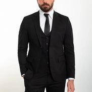 Tea Slim Fit Notch Lapel Black 3 Piece Suit