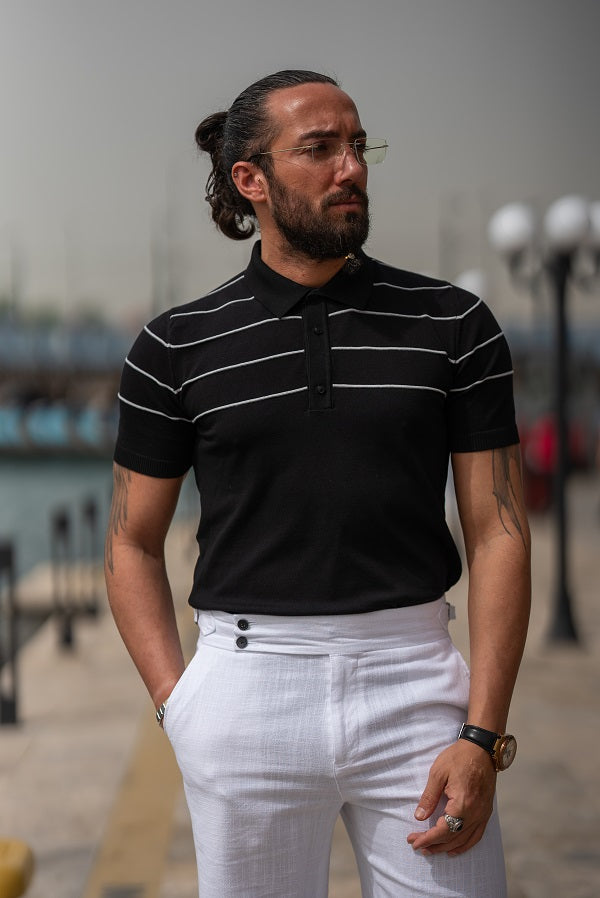 Tea Black Slim Fit Polo T-Shirt