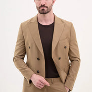 GentWith Tea Brown Slim Fit Double Breasted Suit