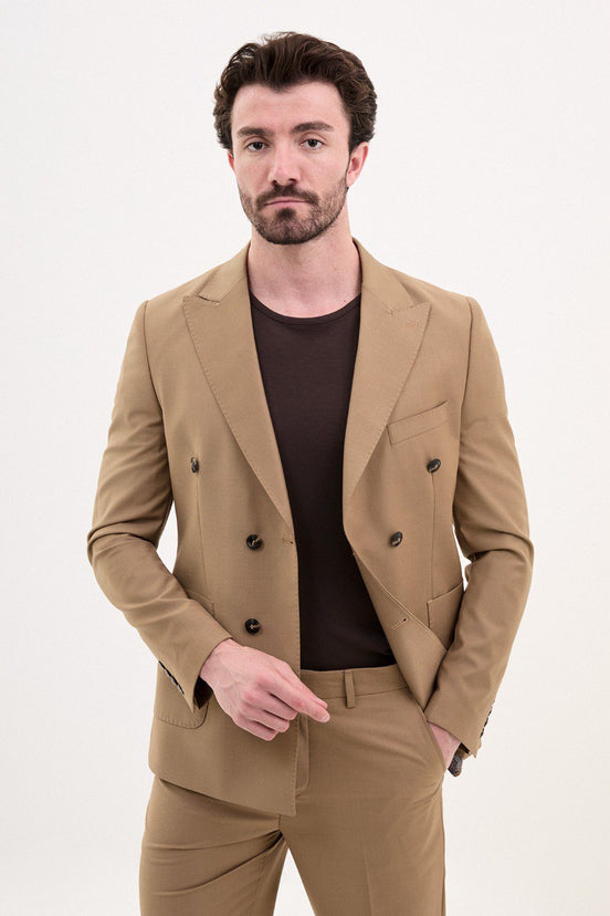 Brown Double Breasted Suit
