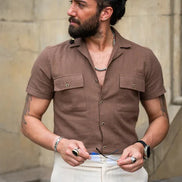 Tea Brown Slim Fit Double Pocket Casual Shirt