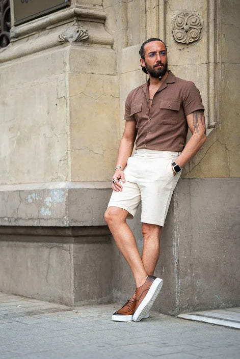Tea Brown Slim Fit Double Pocket Casual Shirt