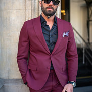 Tea Slim Fit 2 Piece Burgundy Suit