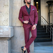 Tea Slim Fit 2 Piece Burgundy Suit
