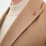 Tea Camel Slim Fit Double Breasted Men's Buckle Blazer