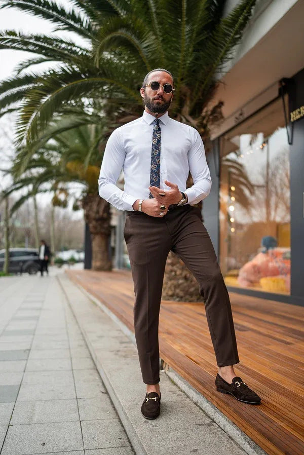 Dark Brown Slim Fit Chino Pants for Men – GENT WITH