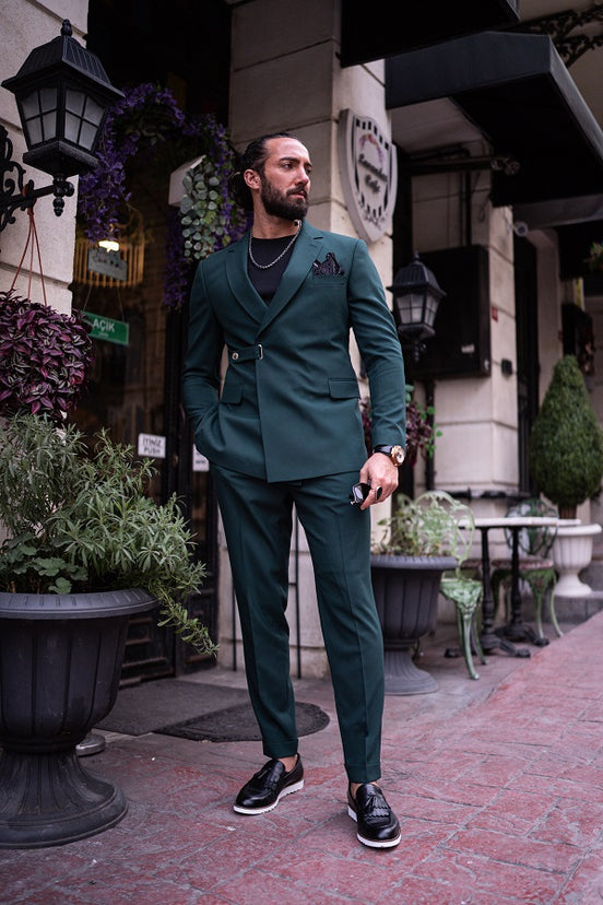 Green Double Breasted Suit