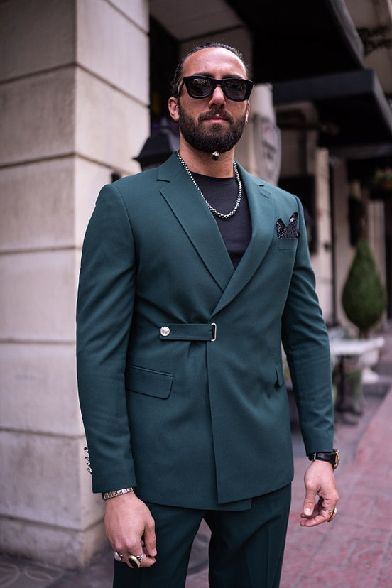 Green Double Breasted Suit