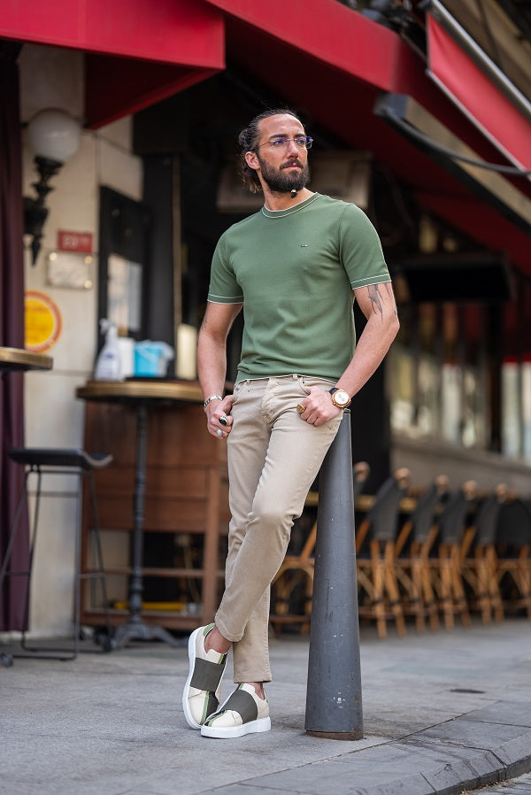 Tea Green Slim Fit Crew Neck T-Shirt