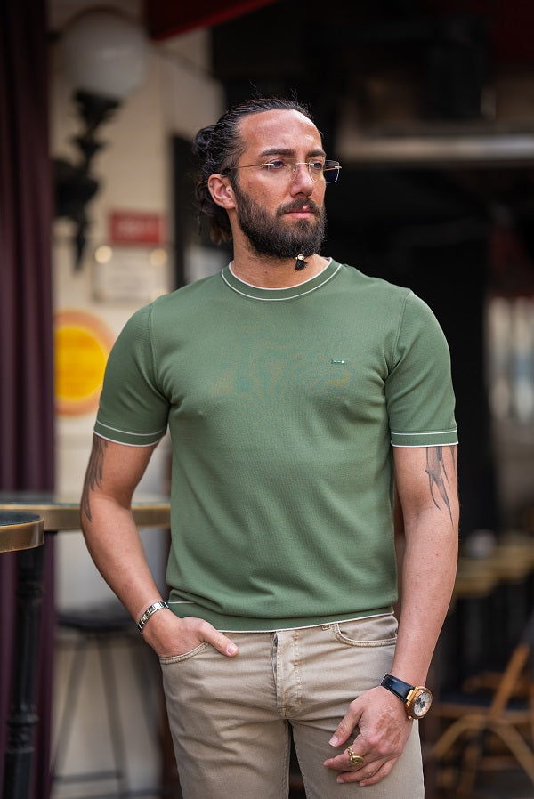 Tea Green Slim Fit Crew Neck T-Shirt