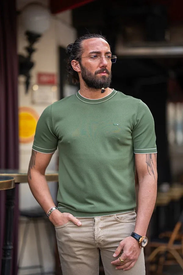 Tea Green Slim Fit Crew Neck T-Shirt