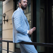 Tea Slim Fit Peak Lapel Baby Blue Tuxedo