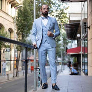 Tea Slim Fit Peak Lapel Baby Blue Tuxedo
