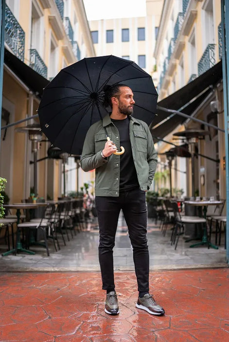 Tea Khaki Slim Fit Double Pocket Buttoned Coat