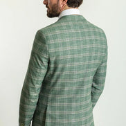 Tea Slim Fit Notch Lapel 3 Piece Light Green Plaid Suit