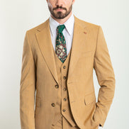 Tea Slim Fit Notch Lapel 3 Piece Light Mustard Suit