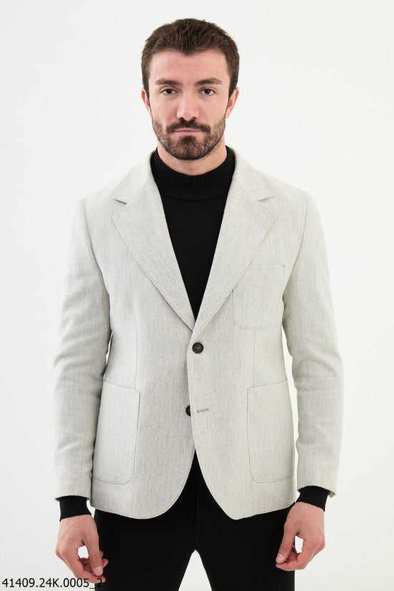 Beige Hooded Blazer