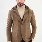 Tea Men's Brown Hooded Blazer