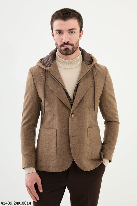 Brown Hooded Blazer